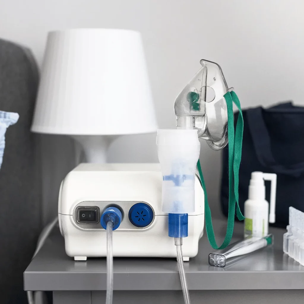 Asthma Nebuliser on a night stand.